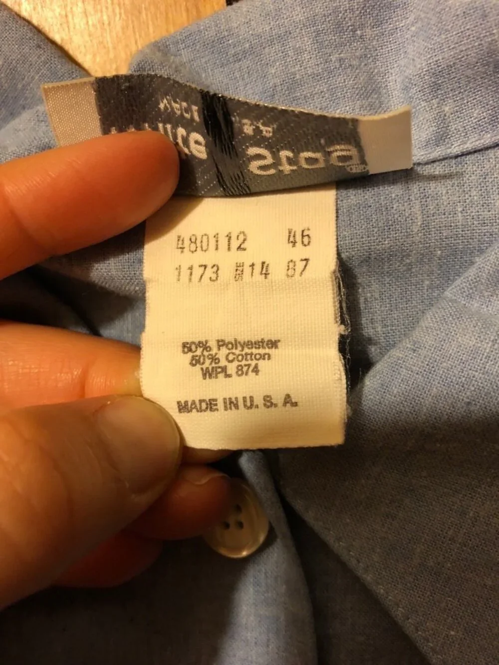 Vintage White Stag Made in USA Oversize Blue Collard Shirt Sz 14
